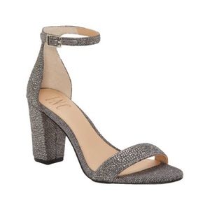 INC International Concepts Kivah Silver Metallic Studded Dress Sandals Size 5